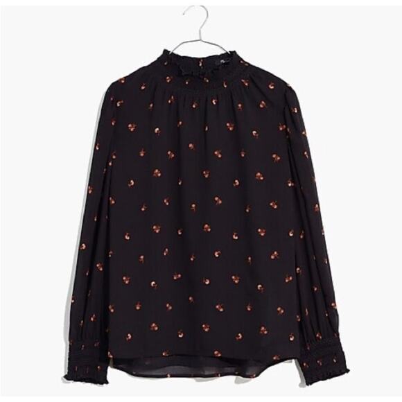 Madewell Georgette Smocked Mock Neck Blouse - Picture 3 of 10